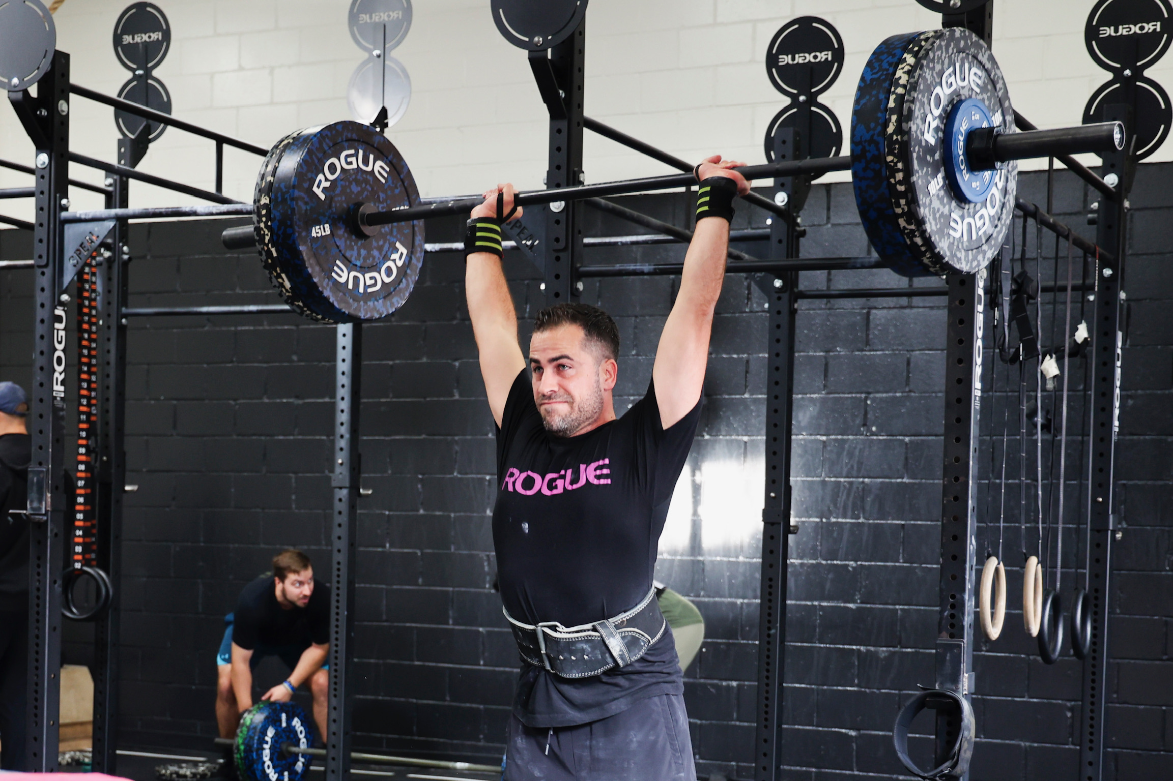 Athlete doing a shoulder press