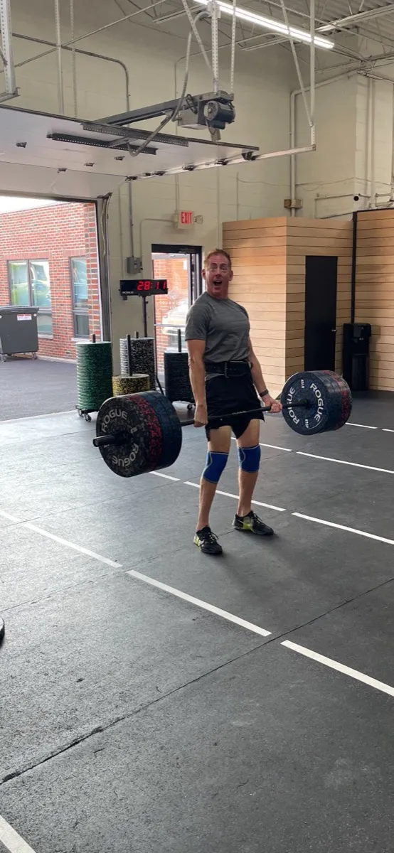 A Moonshot CrossFit member celebrating after a big deadlift