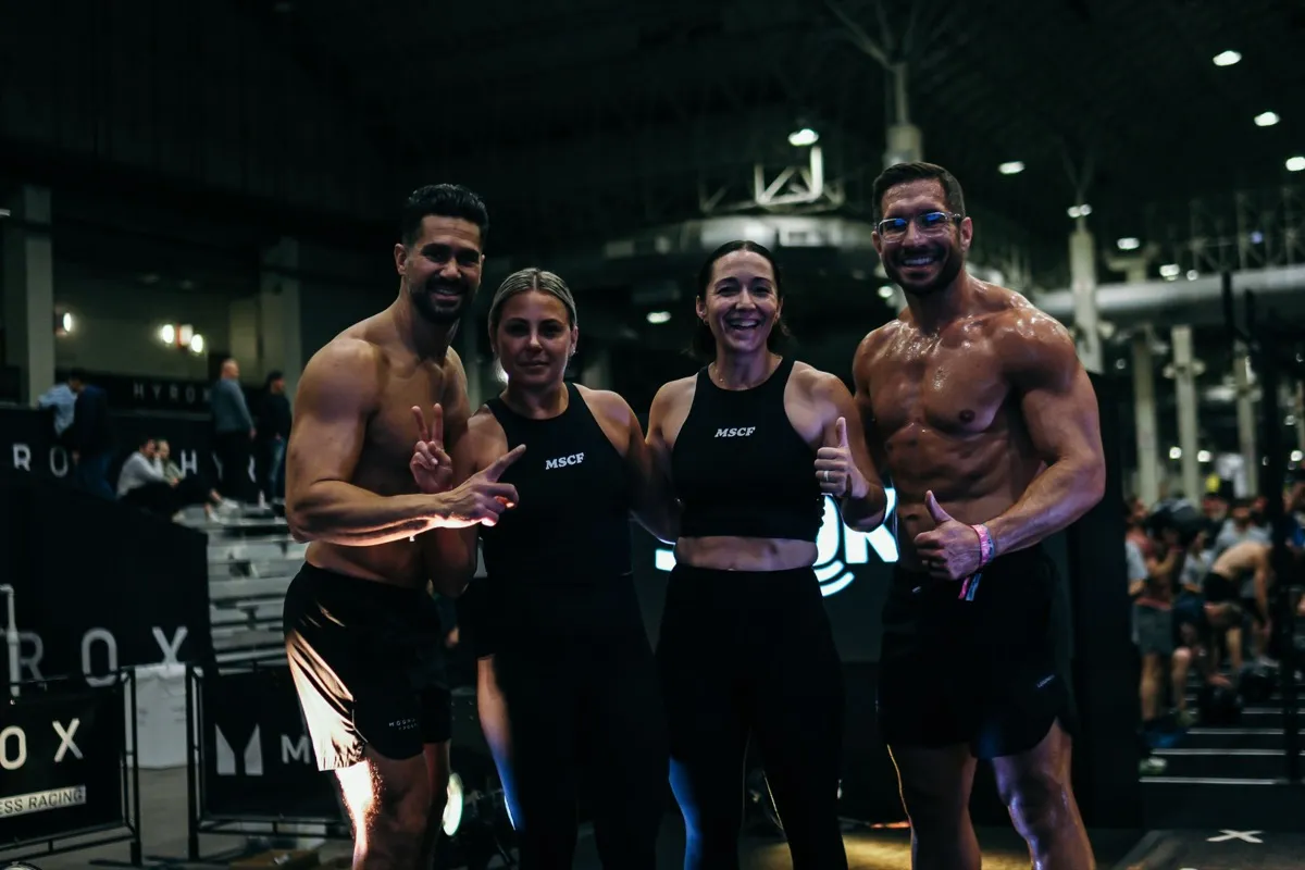 Moonshot CrossFit members representing MSCF at a HYROX fitness competition